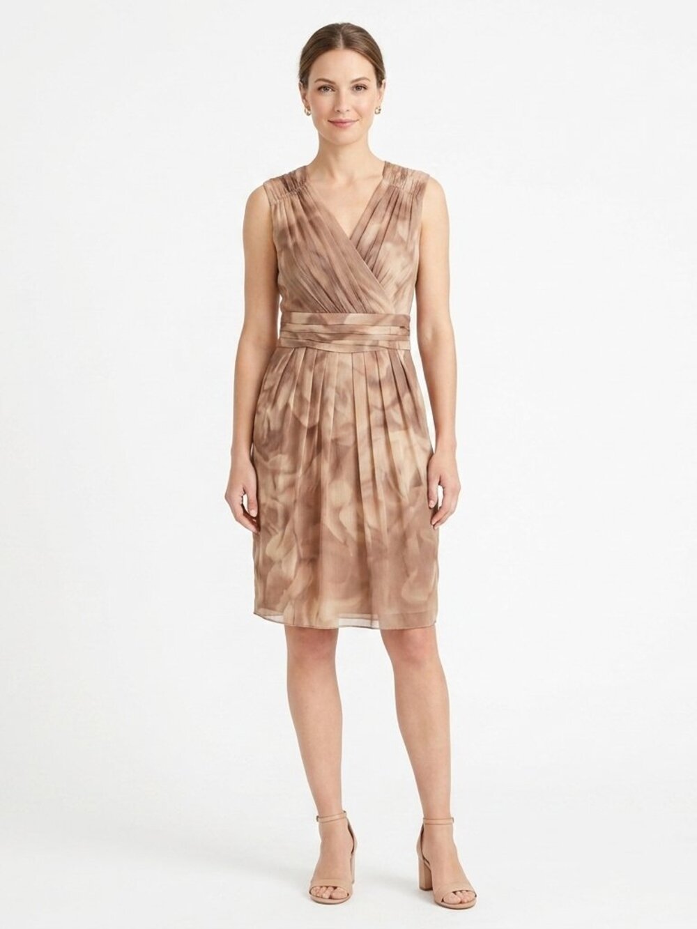 Joan and David Watercolour Print Silk Cocktail Dress- Sz. 38 (Sm)